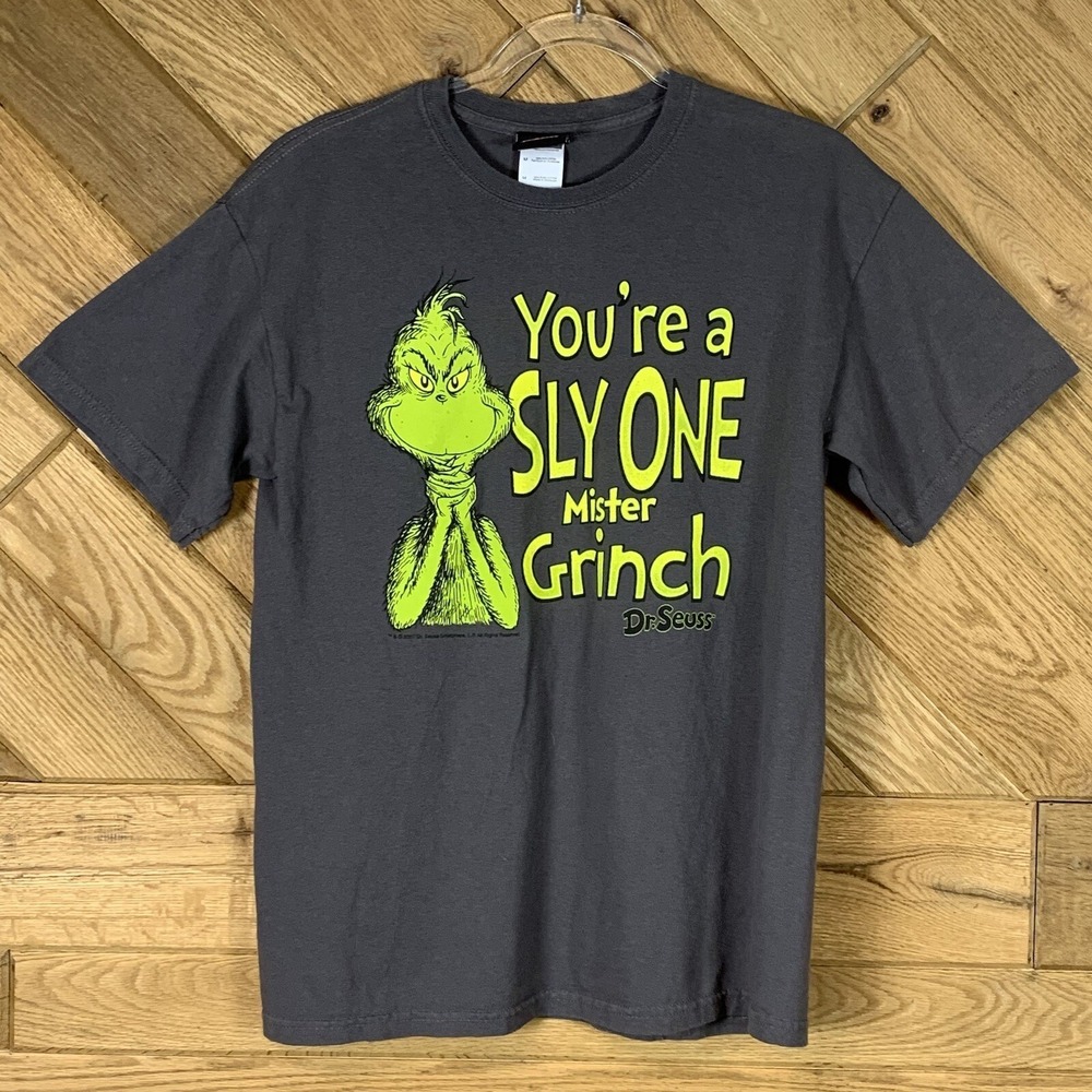 Vintage 2001 Dr Seuss Graphic Tee T Shirt Sz M "YOU'RE A SLY ONE MISTER GRINCH" - Picture 1 of 7